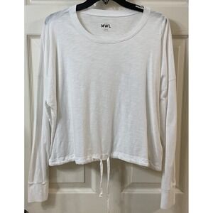 NWOT Madewell MWL Drawstring Waist Tee Slub White Knit Top T-shirt Wmns Size LG